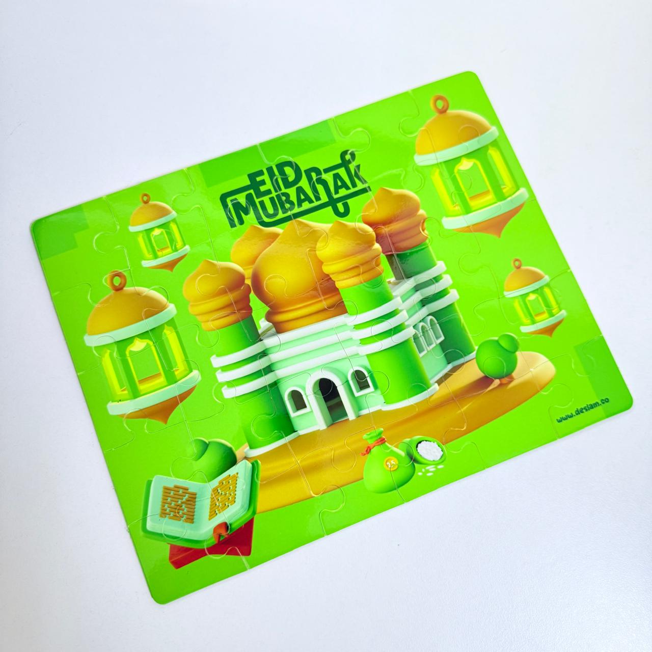Kids Eid Mubarak Puzzle - Green Mosque
