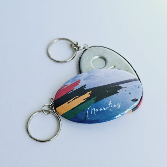 Blue Oval Key Chain Bottle Opener