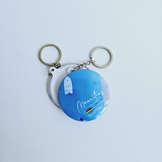 Blue Mauritius Plain Back Keychain