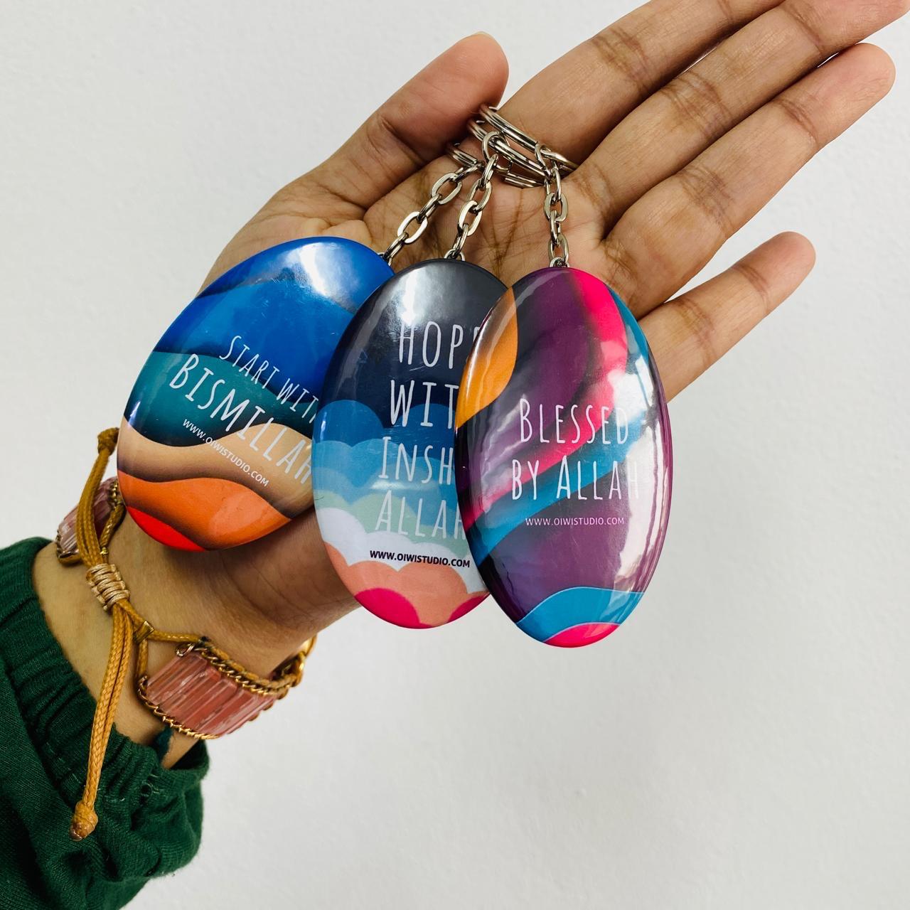 Start with Bismillah & Others - Oval Keychain