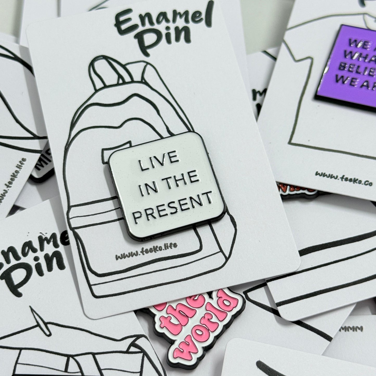 Enamel Pin Typography - Live in the Present
