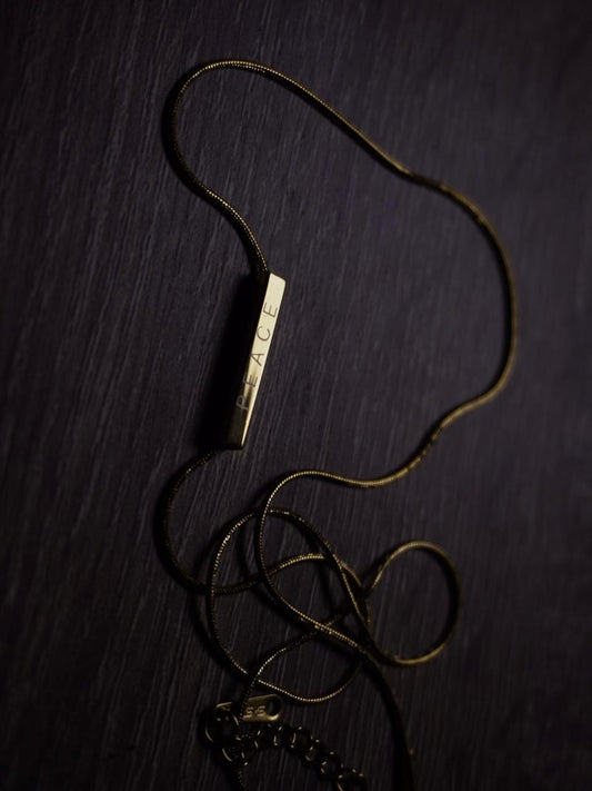 Metal engraving necklace - Peace Horizontal Bar
