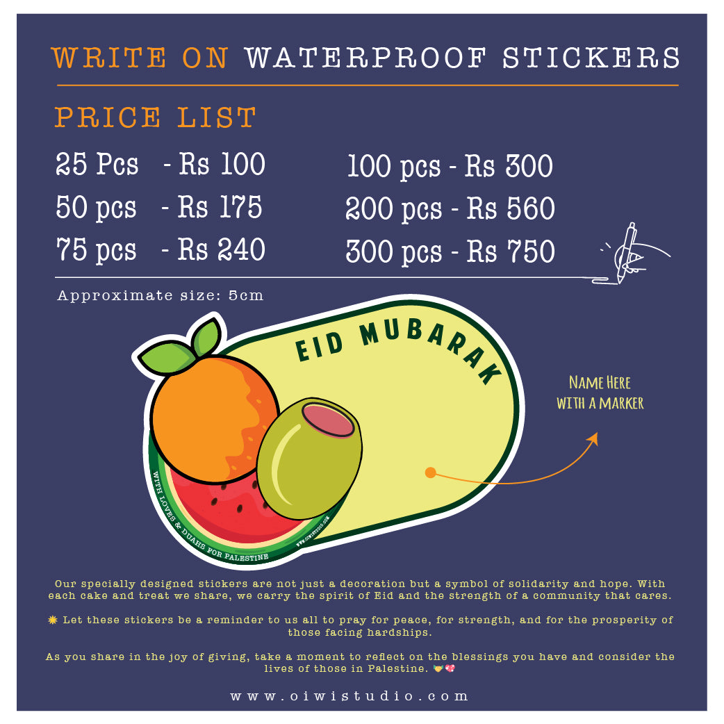 Eid Mubarak WaterMelon Olive Orange - Sticker